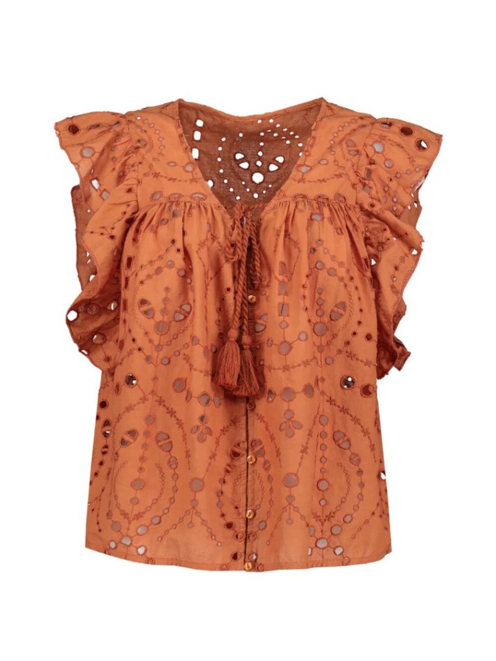 bishop + young Rust Eyelet Ruffled Mini Skirt - Picture 11 of 16